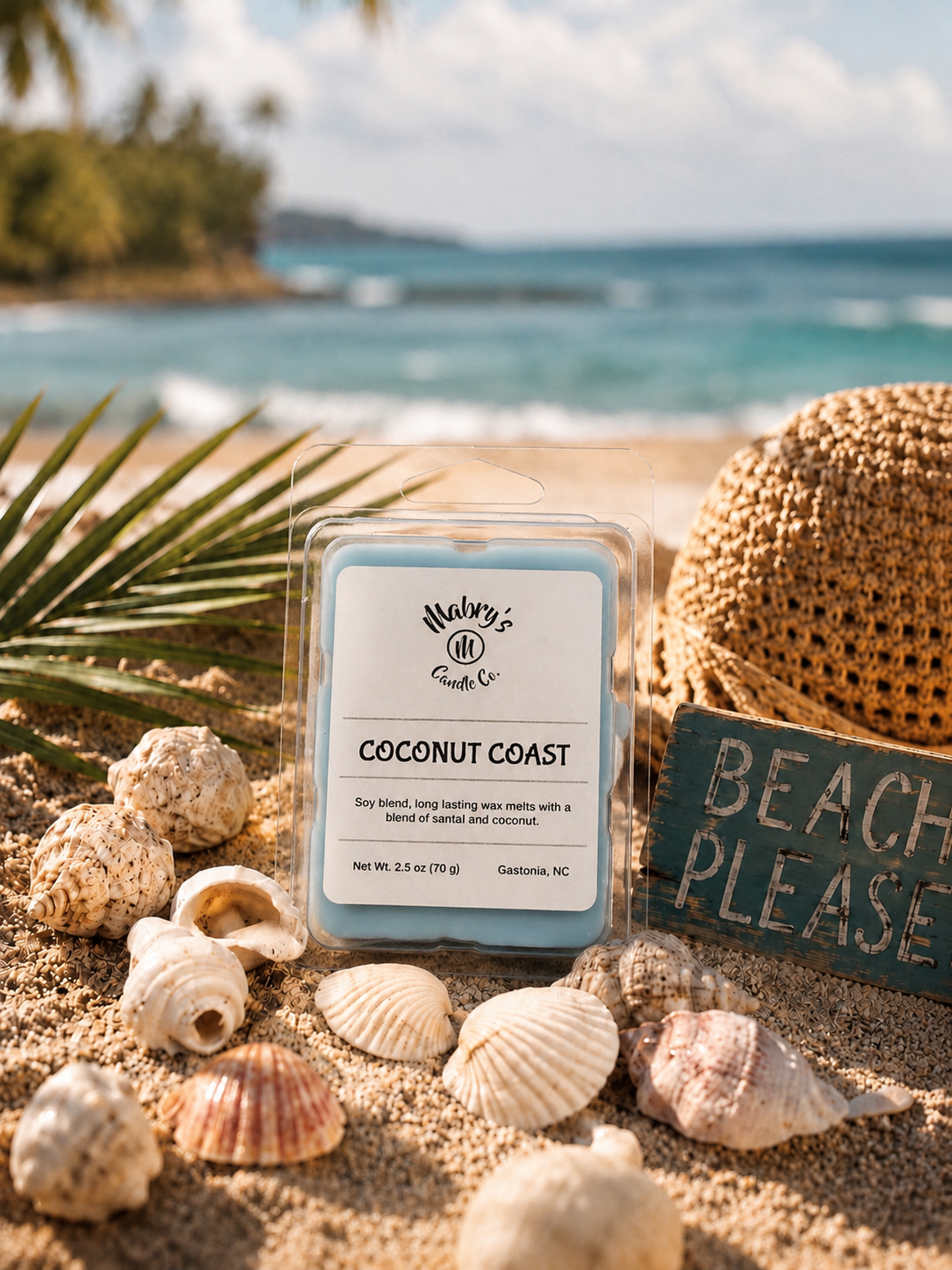 Product photo of a wax melt in Coconut Coast scent