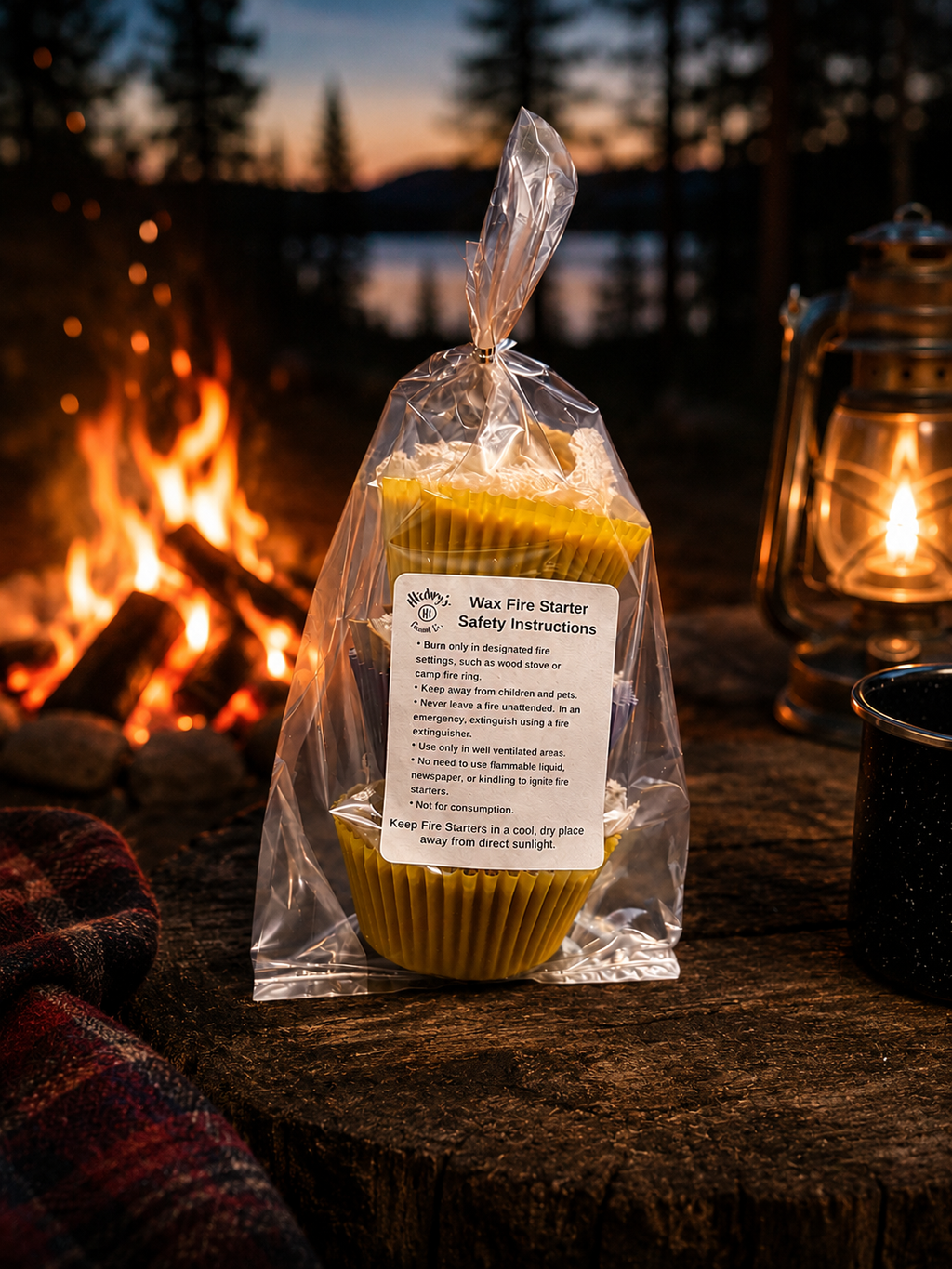 Product photo of a pack of 3 fire starters