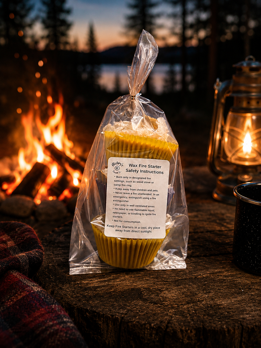 Product photo of a pack of 3 fire starters