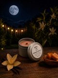 Product photo of a 2 oz candle tin in Midnight Vanilla scent