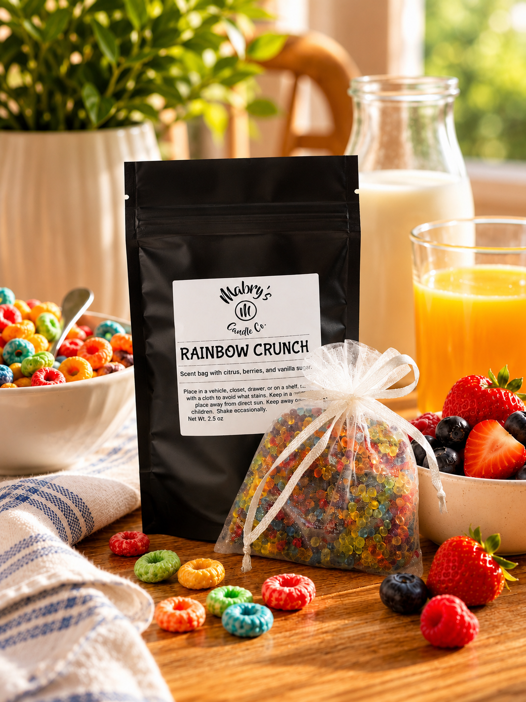 Product photo of a scent bag in Rainbow Crunch scent